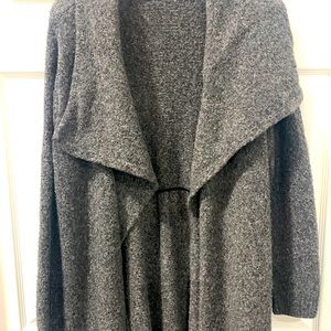 Slub dark grey drape collar coatigan